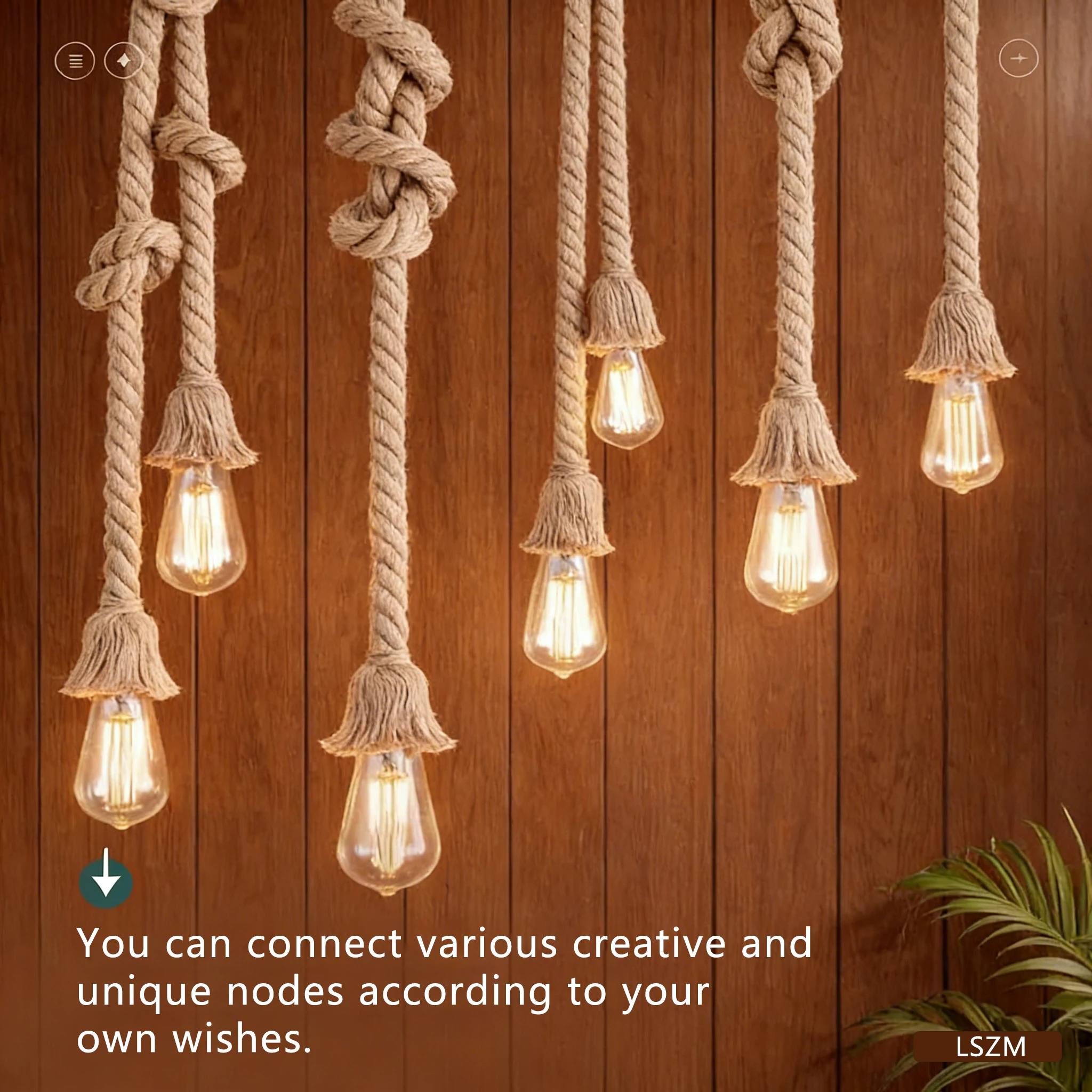 Vintage Retro Hemp Rope Pendant Lights Hanging Lamp E27 AC90-260V Industrial Decor Home Restaurant Pendant Lamp Edison Hanglamp