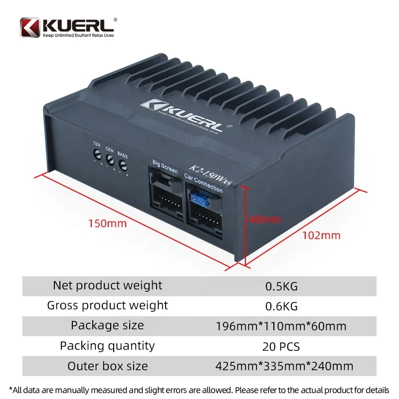 

Kuerl 2025 Новый продукт для автомобиля 45 Вт * 4 Автомобильный усилитель мощности 4-канальный Android DSP аудиоусилитель