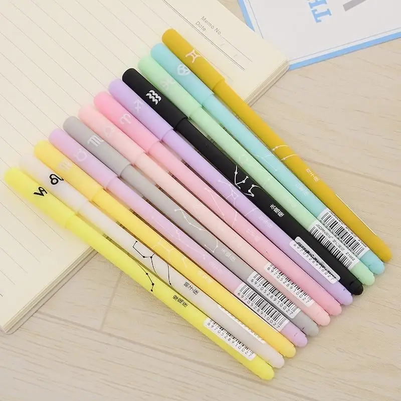 2Pcs Random 12 Constellation Gel Pen Cute Cartoon Japan And South Korea Creative Neutral Black Signature