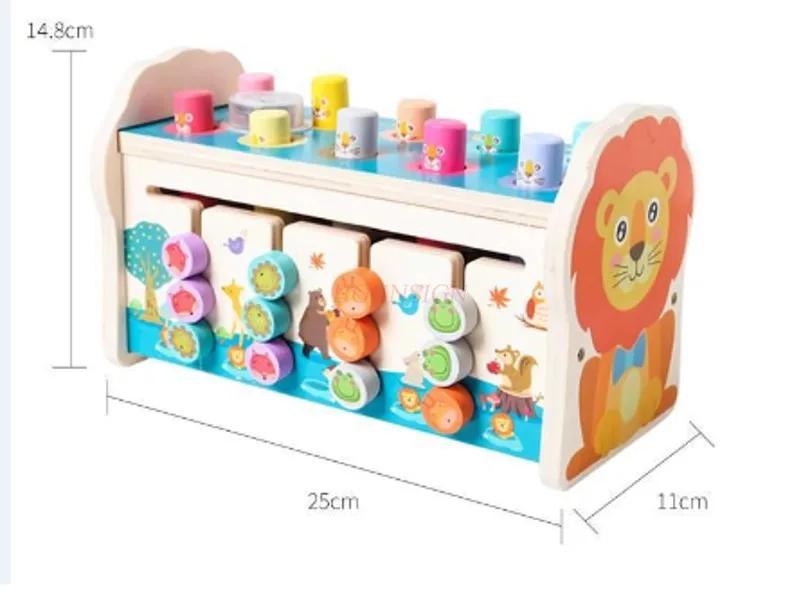 Houten multifunctioneel leeuw- en grondmuisspel, nauwkeurige tikkende actietraining voor puzzelspeelgoed voor het vroege onderwijs van kinderen