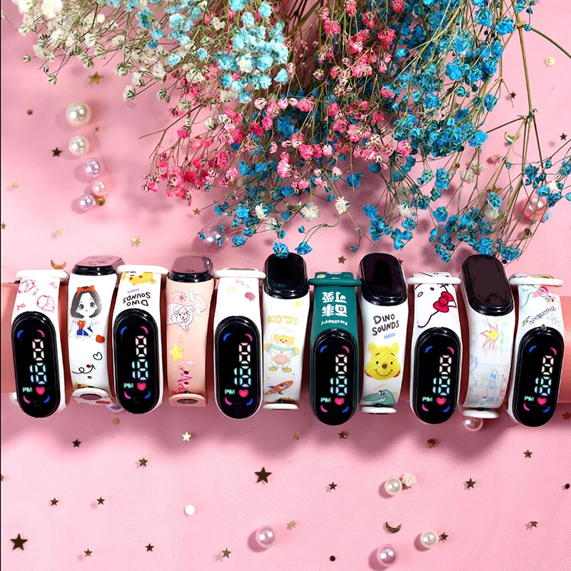 50pcs/lot Birthday Gifts Children Watch For Child Boy Girl Smart LED Digital Cartoon Kids Watch Waterproof Bracelet Wristwatch