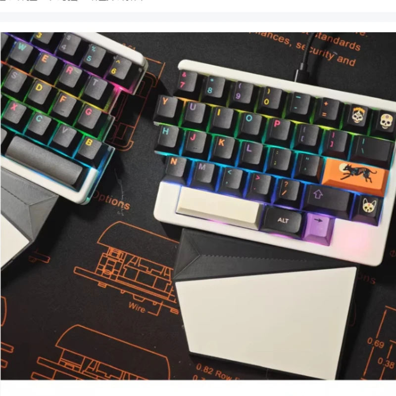 HHKB Split Mechanical Keyboard Kit Customized RGB Hot Swap Wired Single-mode Type-C VIAL Ergonomics Office Mechanical Keyboard