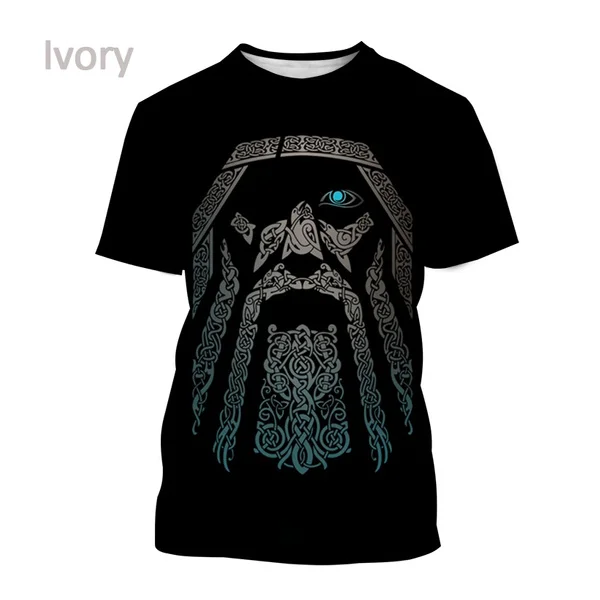 2023 Summer Fashion Viking Odin Men\'s 3D Printed T-shirt Harajuku Short Sleeve T-shirt Unisex Casual Top