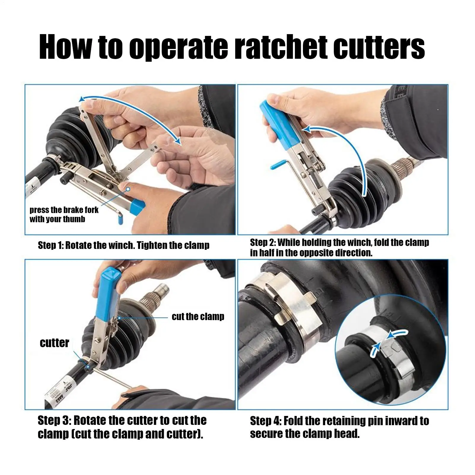 

CV Boot Clamp Pliers Repair Tightener With Ratchet Steel CV Joint Ear Clamp Banding Tool For Car Maintenance Vehicle Suspension