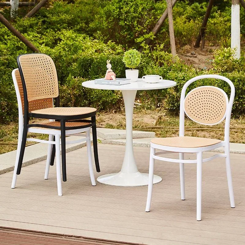 dessert milk tea shop, plastic dining chair, one-piece stackable round back chair, 5 chairs waiting in line in the restaurant