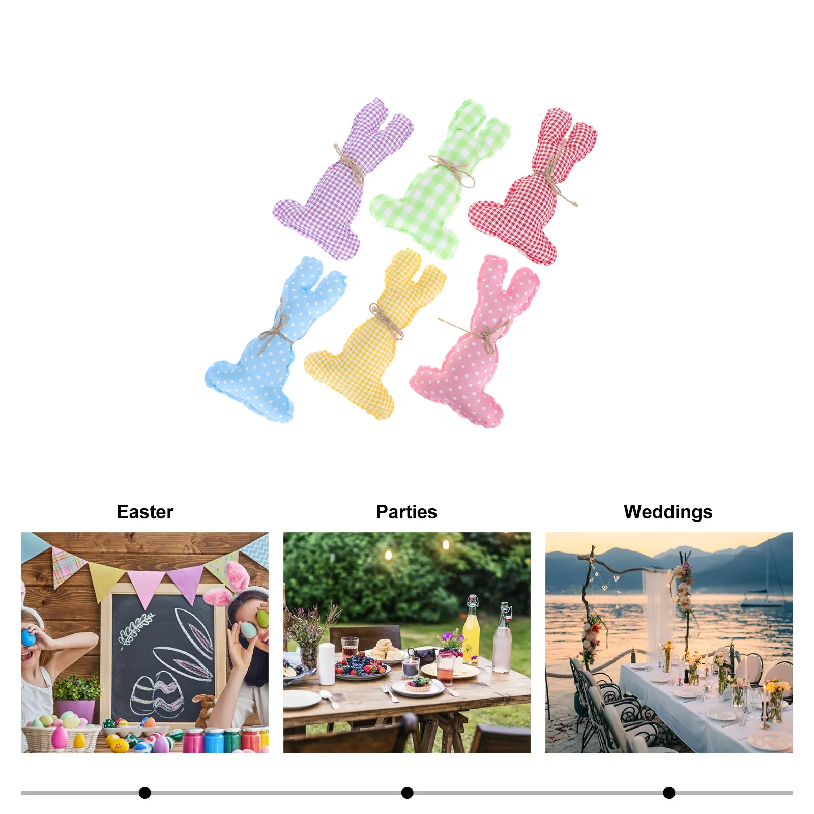 

6 Pcs Fabric Rabbit Decoration Easter Decors Bunny Shape Gift Choice Decorate Cloth Cotton Festival Ornament Decorations
