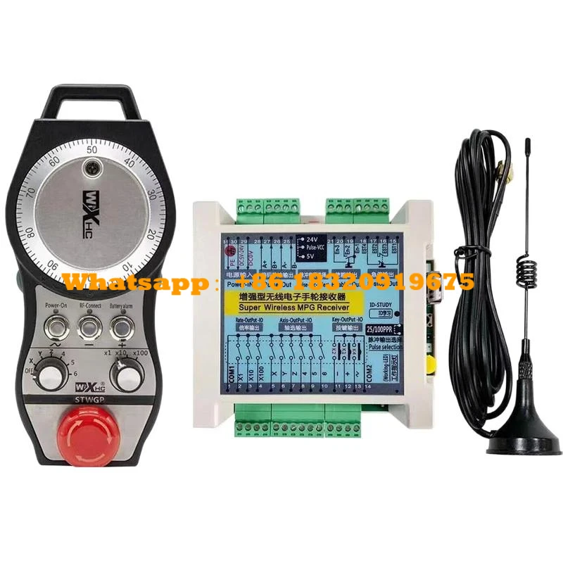 STWGP 6-Axis CNC MPG Wireless Handwheel E-Stop Manual Pulse Generator   Receiver for SIEMENS MITSUBISHI FANUC FAGOR Cyclmotion