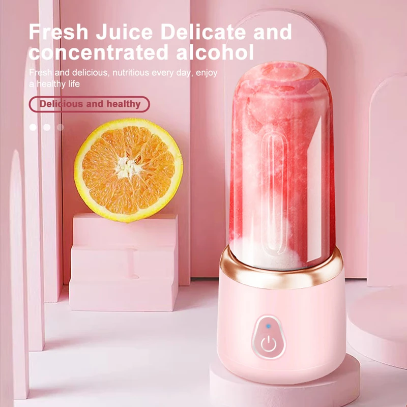 Portable Juicer for Shakes Smoothies Rechargeable USB 400ML Traveling Fruit Juicer Double Cup Fruit Blender Juicer Cup