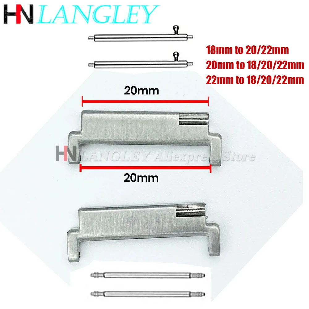 1Pair Strap Metal Adapter 18mm To 20/22mm,20mm To 18/20/22mm,22mm To 18/20/22mm Quick Release Pin Connectors WatchBand Accessory