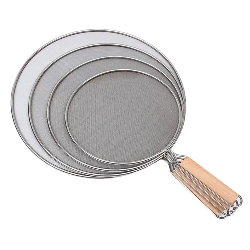 21cm/25cm/29cm/33cm Oil Splatter Screen Stainless Steel Splatter Screen Mesh Pot Cover Oil Frying Pan Lid With Handle Cook Tools