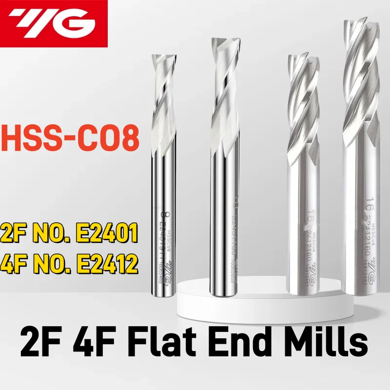 

1 шт. YG-1 M42 HSS-Co8 E2401 E2412 плоская концевая фреза с круглым хвостовиком, 2 и 4 канавки, спиральная фреза, фреза с ЧПУ, инструменты 2,0-20 мм