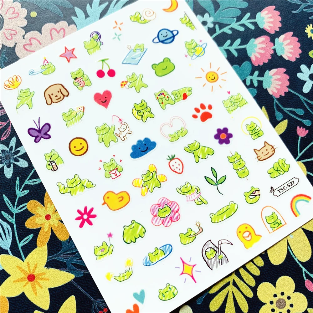 Nieuwste TSC-527 Schattige Kikker Serie 3d Nail Art Stickers Sticker Sjabloon Diy Nail Tool Decoratie