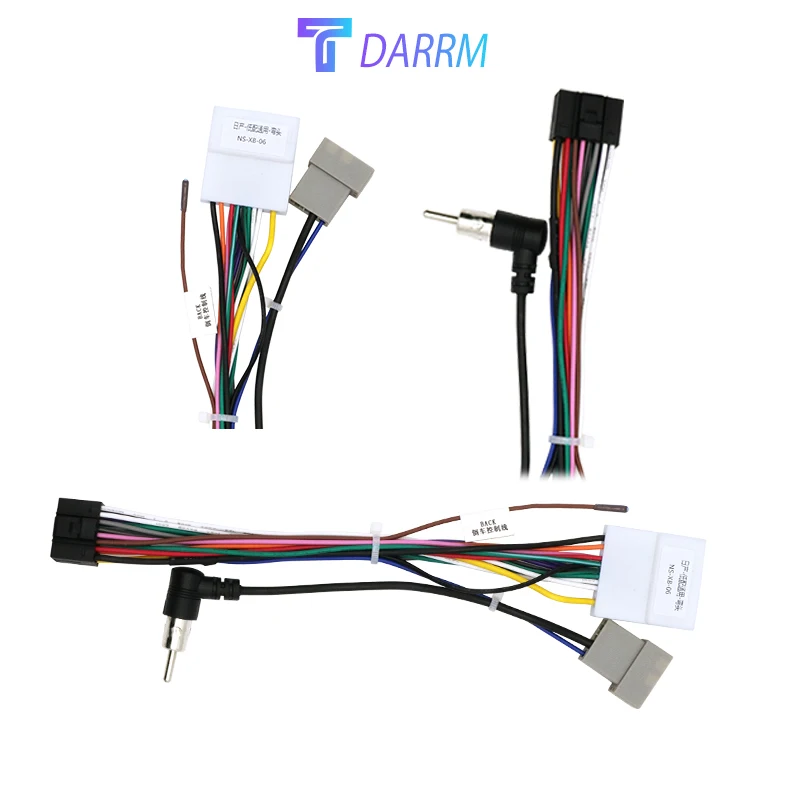 Para Nissan Qashqai J10 Versa Cube Sentra x-trail adaptador de arnés de Radio coche Android conector de clavija de 16 pines Cable de cableado de antena