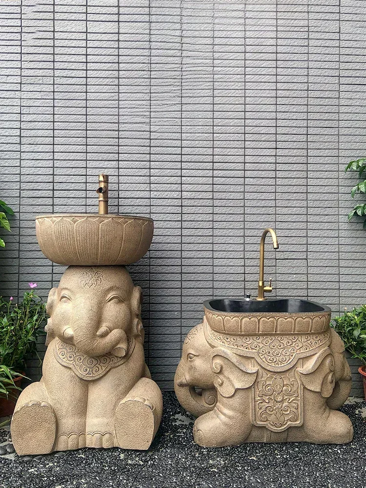 Outdoor washbasin, balcony, creative column style garden, courtyard