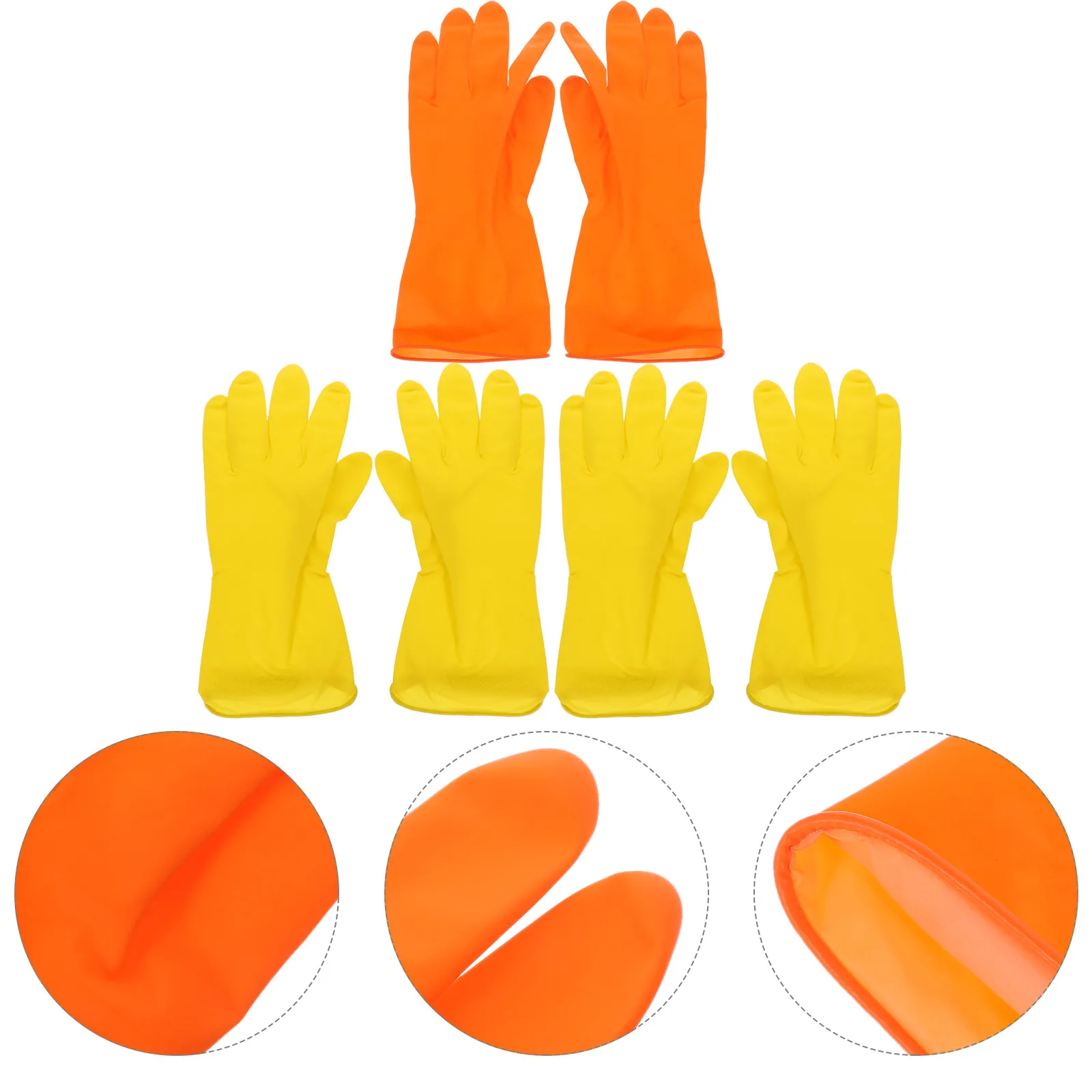 

3Pairs Latex Cleaning Gloves Reusable Dishwashing Housework Comfortable Oil Resistant Long Cuffs Winter Use Cleaning Gloves