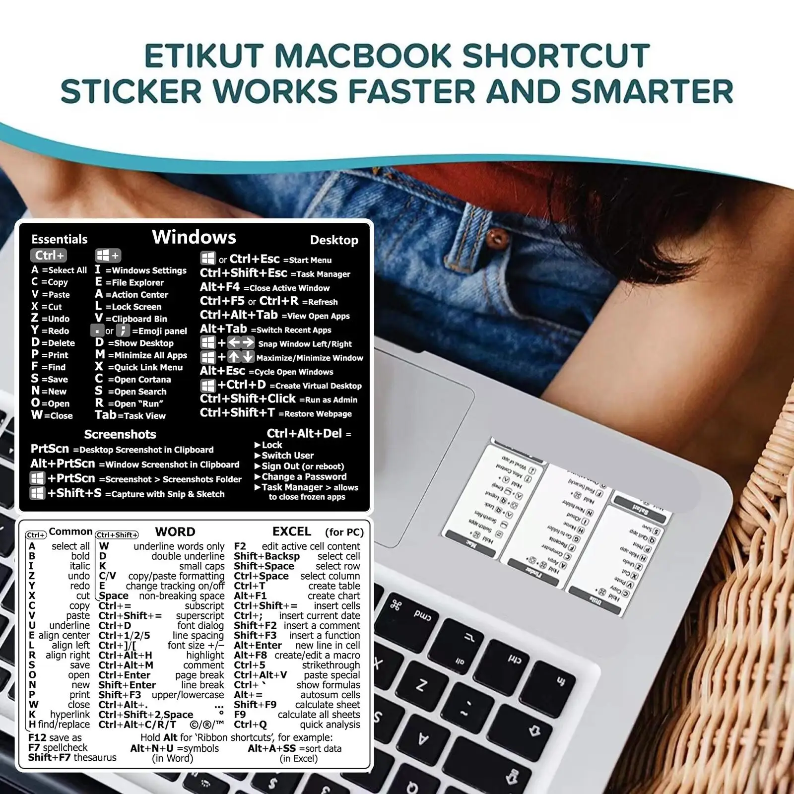 Shortcut Key Tips Waterproof Computer Sticker DIY Keyboard For Pad Laptop And Desktop Student Gift Decoration Sticker D1P1