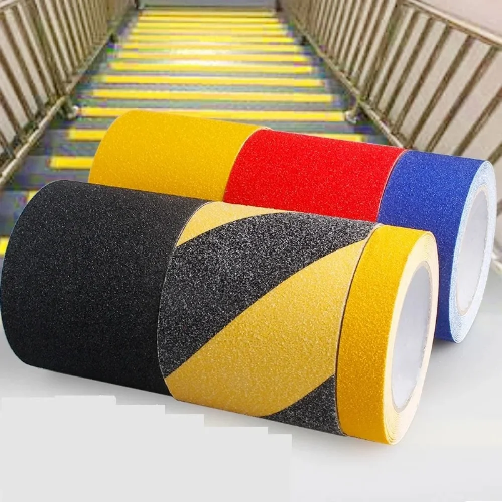 1 Roll 5cmx5m Anti-Slip Waterproof Tape，Extra Strong Grip for Stairs, Bathrooms, Pools & Office，Yellow & Black Tape