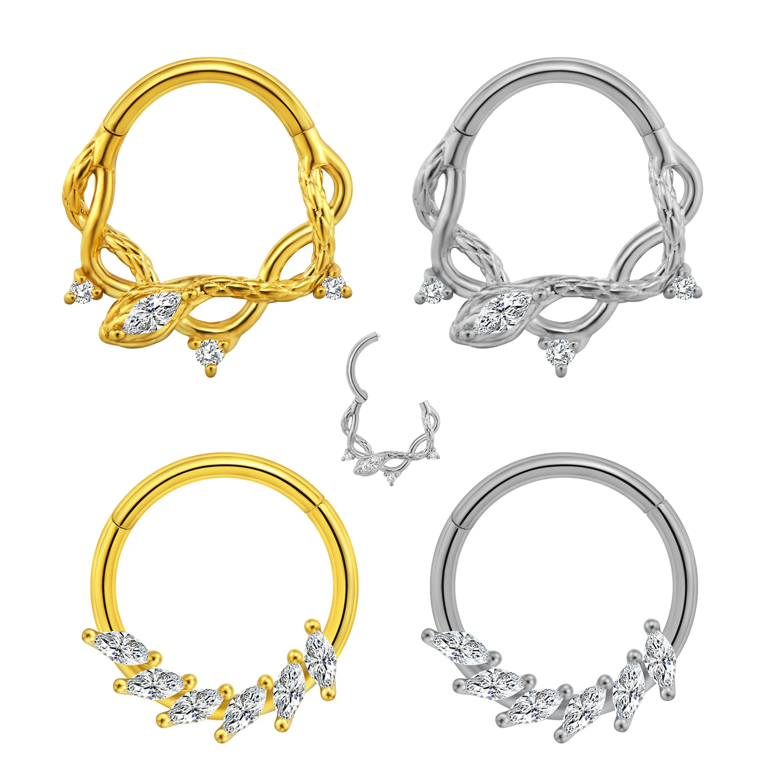 Septum Clicker Ring - 1 pièce, 16G, Anneau de septum