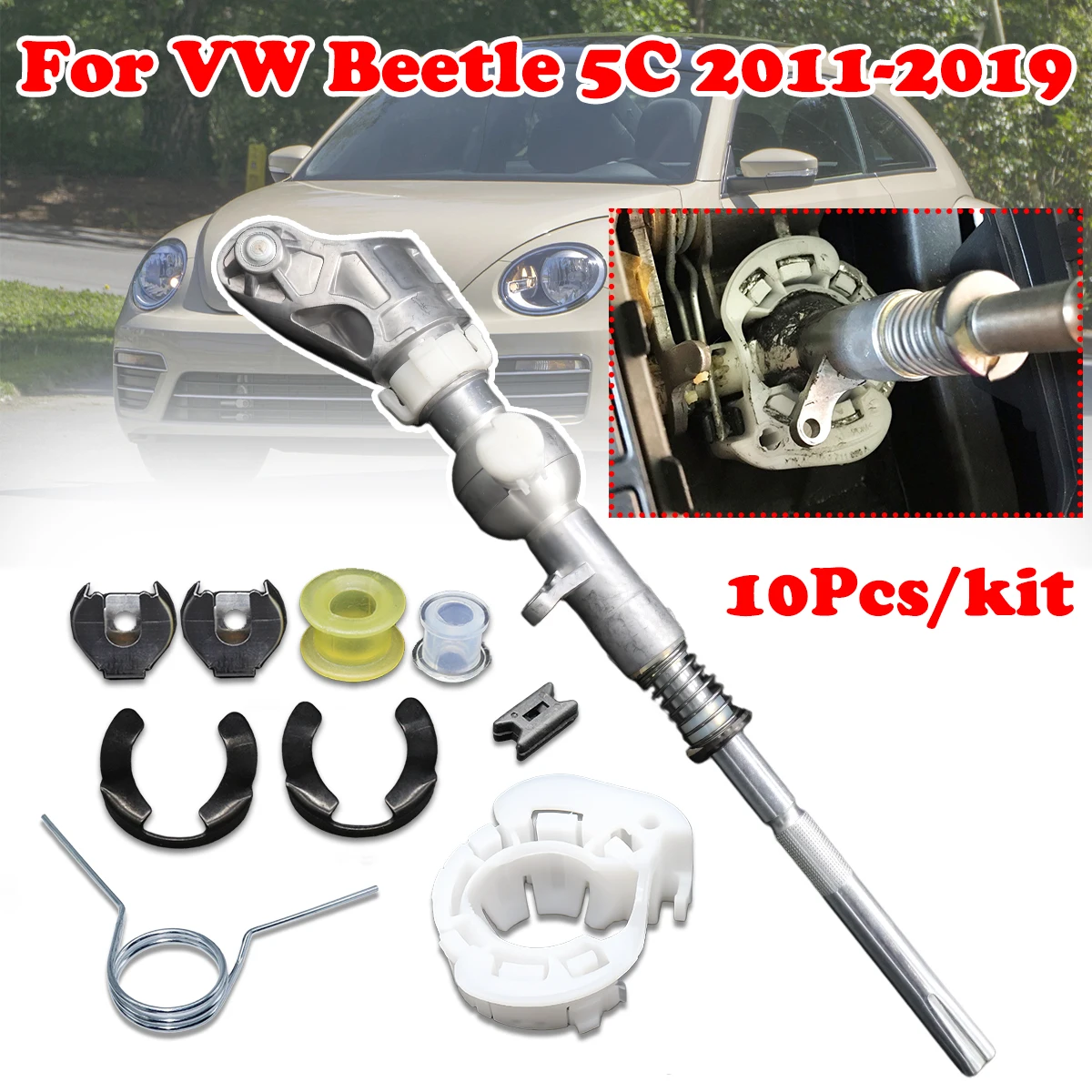 10pcs Manual Gearbox Shifter Rebuild Kit shift Cable Linkage Bushing Set 1K0711112B 1K0711266 For VW Beetle 5C 2011-2018 2019