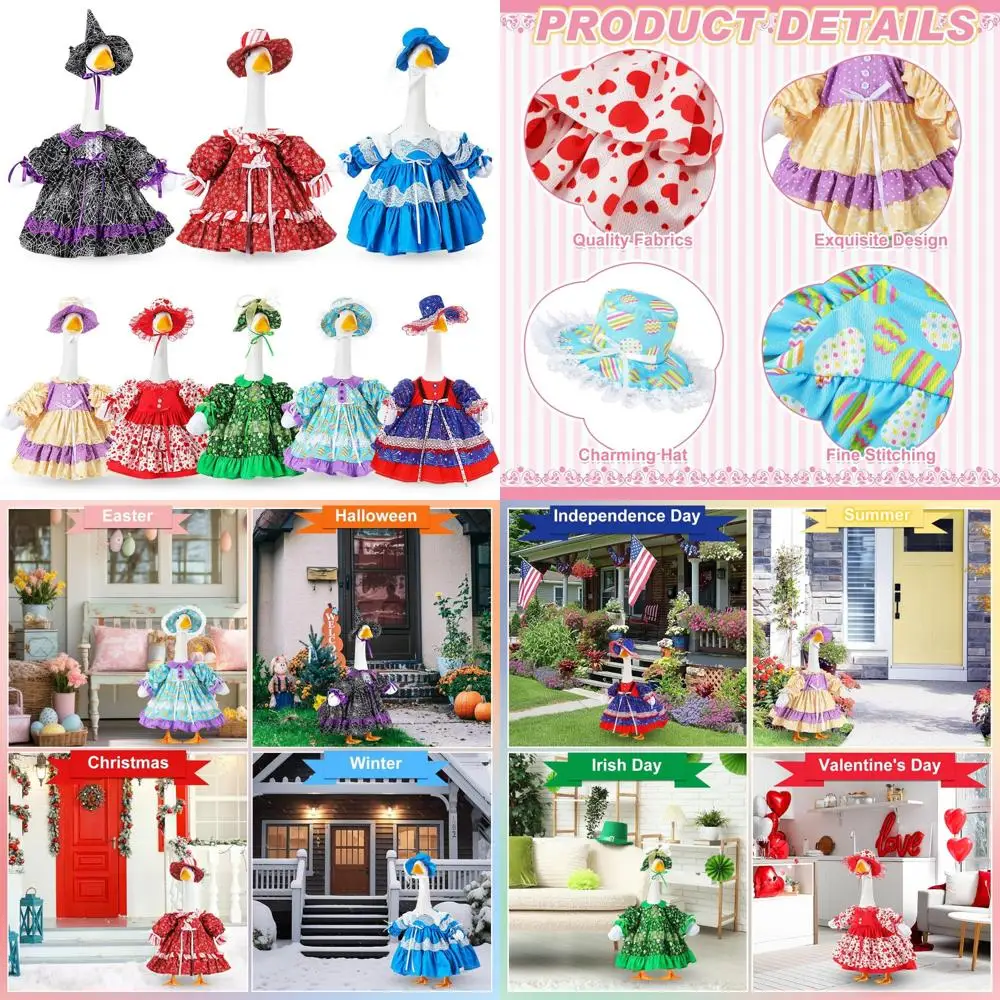 

All-Seasons Theme Goose Costumes for 23 Geese - Holiday, Halloween, Christmas, and Winter Porch Decorations