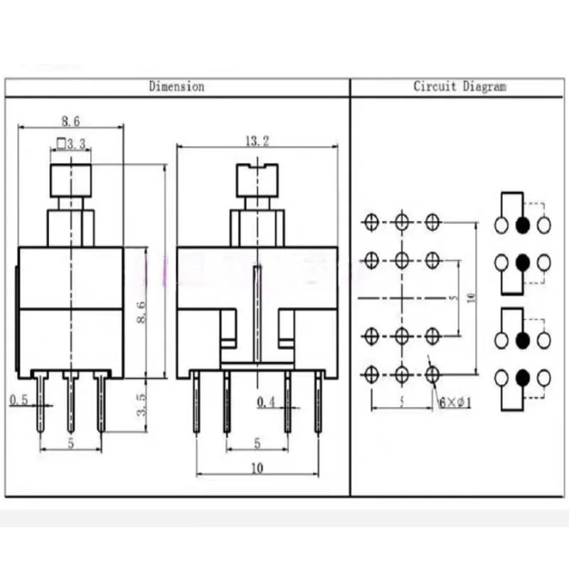 10pcs  Import South Korea JPS4281A self locking switch 4 row 12 feet press switch 13*8.5*18 with lock switch