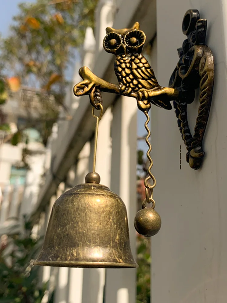 European Style Owl Gourd Decorative Hanging Bell Retro Nostalgic Animal Doorbell for Entrance And Opening Ceremony Lucky Charm