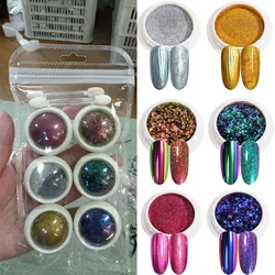 1 Set Magic Mirror Chameleon Flakes Nail Art Glitter Powder Aurora Laser Chrome Pigment Manicure Gel Polish Chameleon Paillette