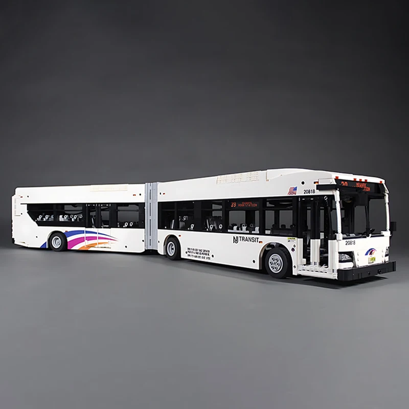 New Modular Articulated Bus Model Technology Bricks MOC-100374 Urban Passenger Transport Vehicle Building Blocks Customized Toy