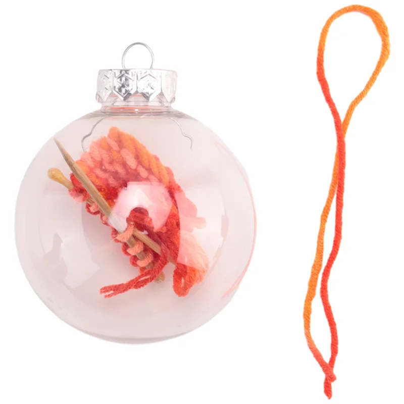 ABWR-Strick-Weihnachtskugel-Ornament – dekorative Kugel-Ornament zum Stricken und Häkeln mit hängendem Reifen – Winterparty A Dura