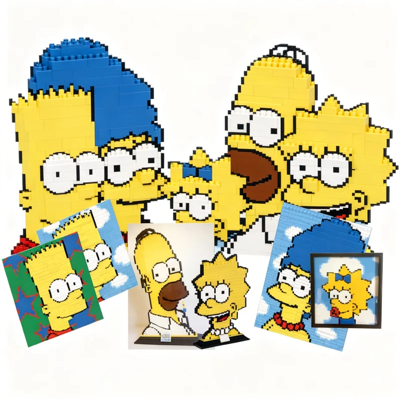 4081pcs MOC Sculptures The Simpsons Buste Mosaic Model Building Blocks Toy Construction Christmas Gift Kids Idea Education DIY