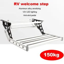 RV controllo elettrico tapis roulant forza alluminio antiscivolo camper camion rimorchio Caravan gradini singoli piega pedale di benvenuto in lega