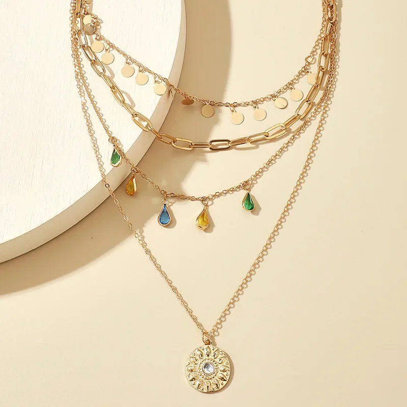 New Bohemian Multilayer Handmade Beads Chain Necklaces Set Fashion Vintage Tassels Crystal Pendant Jewelry For Women Accessories image 5