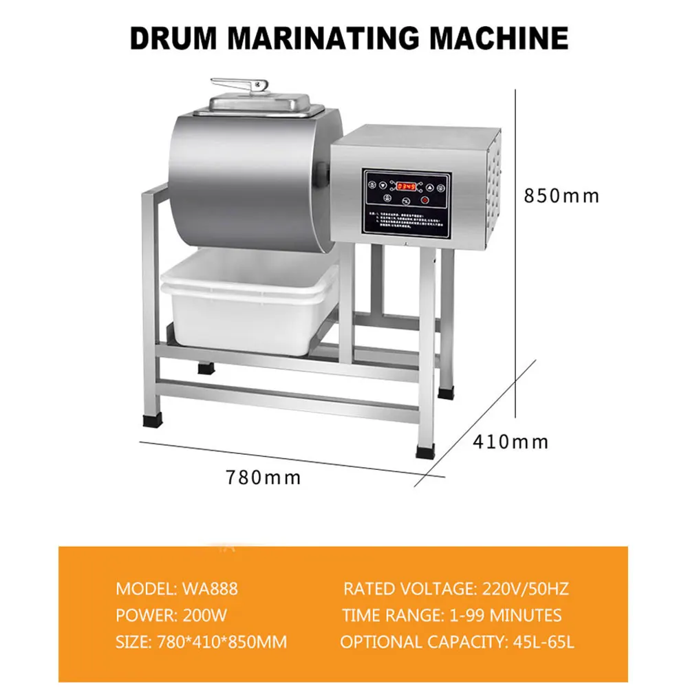 Commercial Food Marinator Tumbling Machine Computer Marinating Machine Stainless Steel Chicken Steak Marinating Machine