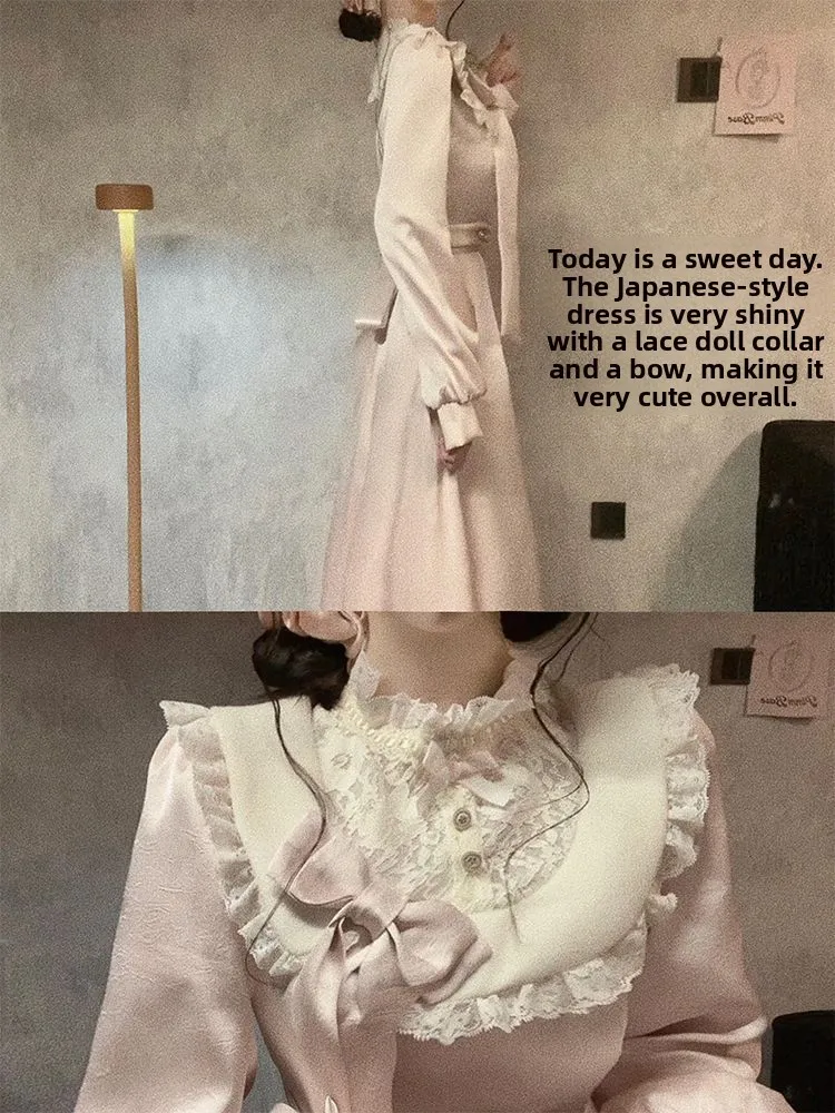 

Длинное платье с кружевными вставками и узлом, женское, осенне-зимнее, новое, стройнящее, длинное, А-силуэт, классический крой...