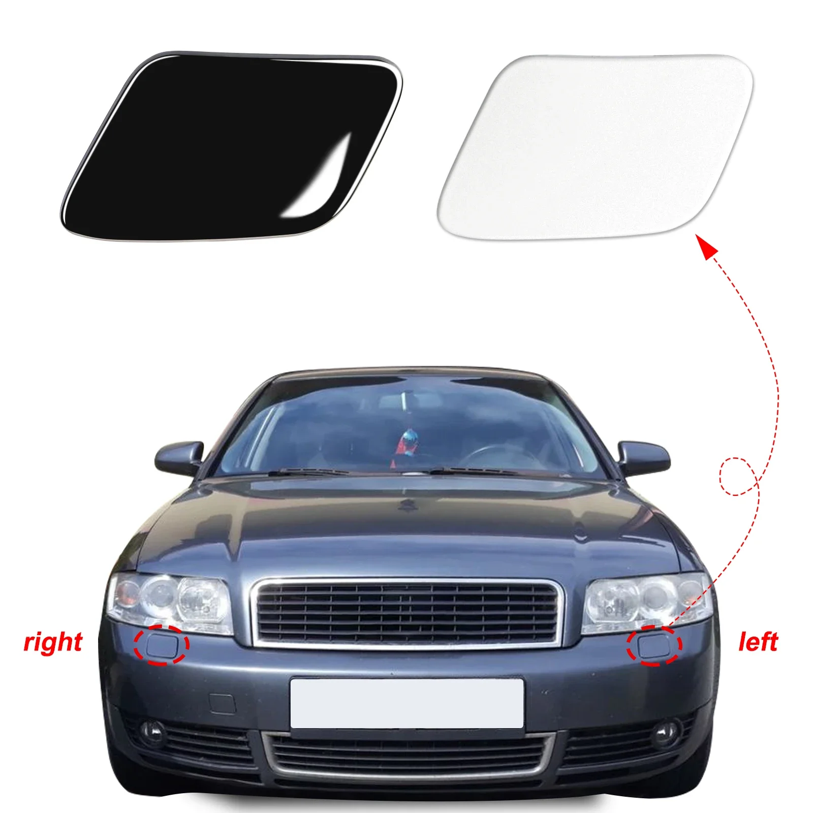 

Front Bumper Headlight Washer Cover Headlamp Jet Spray Cap For Audi A4 Accessories 2002 2003 2004 2005 8E0955275D 8E0955276D