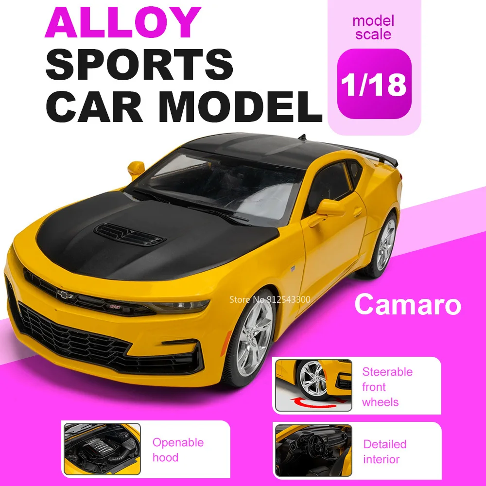 

Scale 1:18 Camaro 530LI Car Model Toy Doors Opened Alloy Body Vehicle Front Wheel Steer Shock Absorption Models Home Decorations