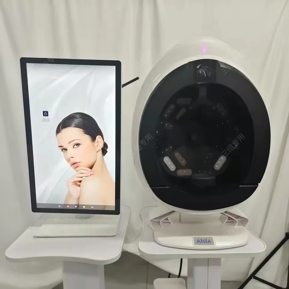 Aisia Q2 8 Technologie d'imagerie spectrale Détecteur d'analyse de la peau du visage 3D 48 millions de pixels 180 °   Machine de capture complète automatique