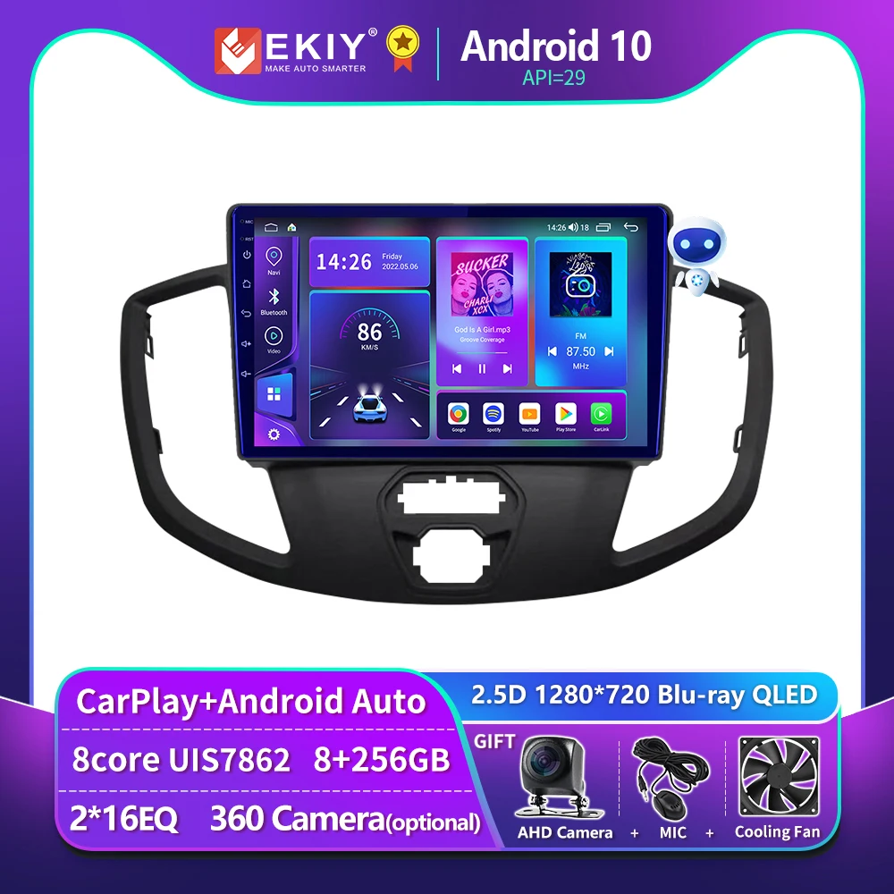 

EKIY T900 Android 10 For Ford Transit 2015 - 2018 Car Radio QLED Multimedia Video Player GPS Navigation CarPlay Auto No 2din DVD