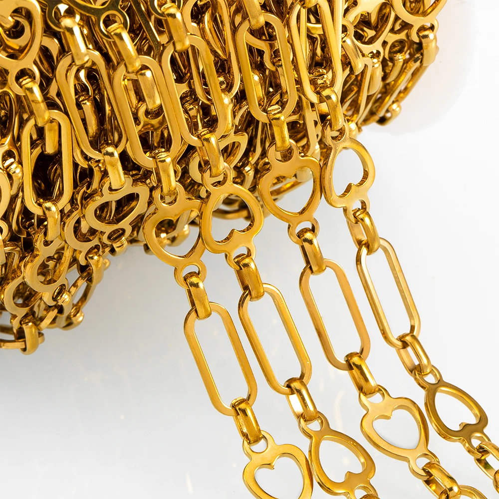 

Цепочка Из Нержавеющей Стали, ожерелье с полыми квадратными звеньями в форме сердца, товары для рукоделия, 1 метр