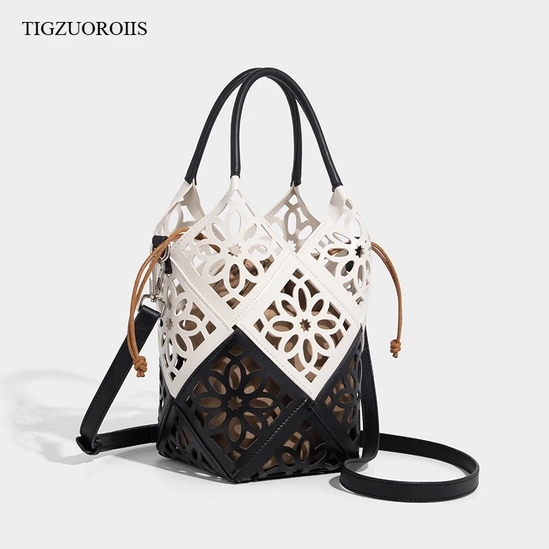 

Hollow Out Soft Leather Flowers Bags For Women Luxury Designer Handbags Purse 2025 New In Black Dark Red Shoulder Crossbody Bags