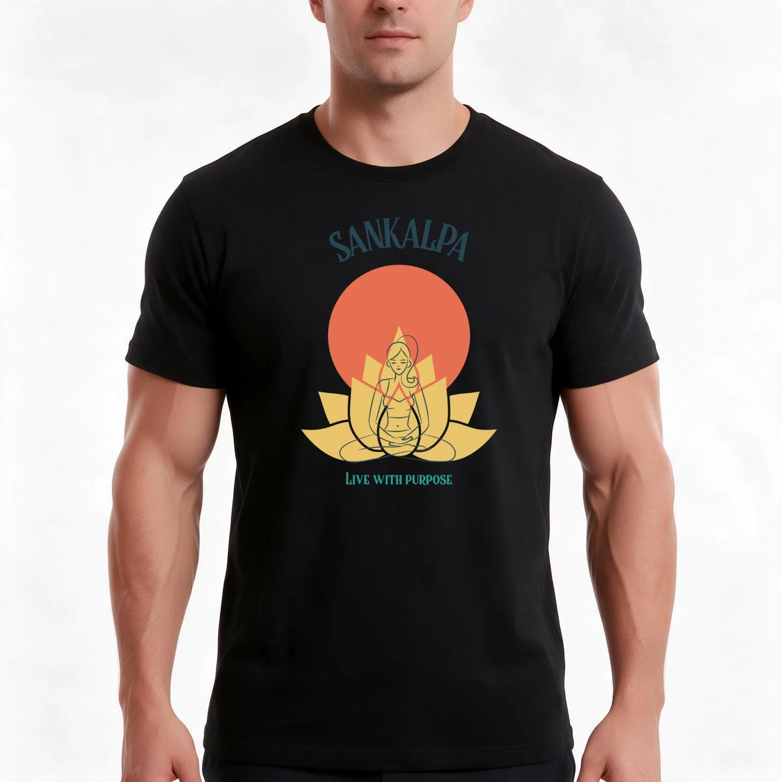 Sankalpa: Live With Purpose T-Shirt, Summer Casual Cotton Tee, Oversized Streetwear Tops, Vintage Graphic Print, 100% Cotton