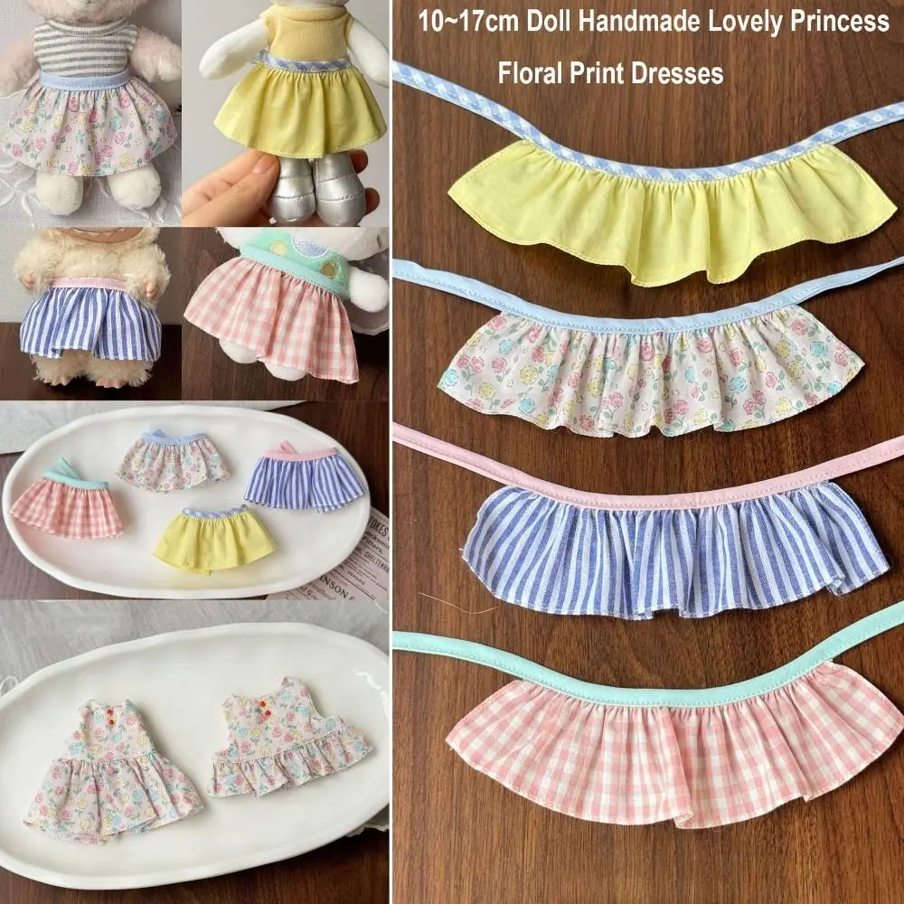 Fashion Doll Lovely Princess Dresses Cute Handmade Cotton Doll Dresses Skirt 7 Colors Floral Printed for 10~17cm Dolls