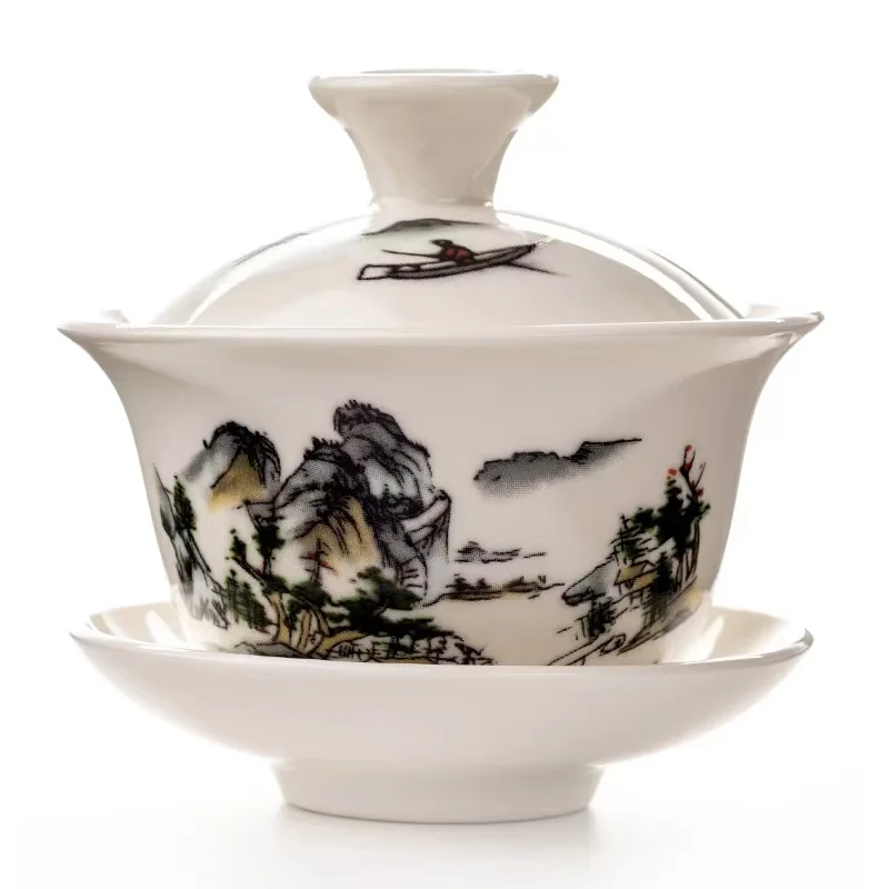 High Quality Gai Wan Tea Set Cover Bowl Tea Cups Chinese Porcelain Gaiwan Teapot Shen Puer Jingdezhen Gaiwan Jingde Town Cup For