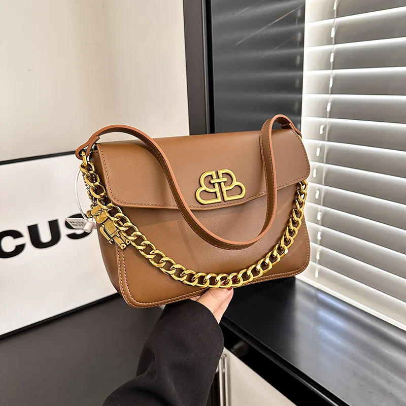 

Осенняя сумка подмышки для женщин 2025 года, однотонная сумка через плечо с регулируемым ремнем и верхней ручкой, нишевый день дизайнера