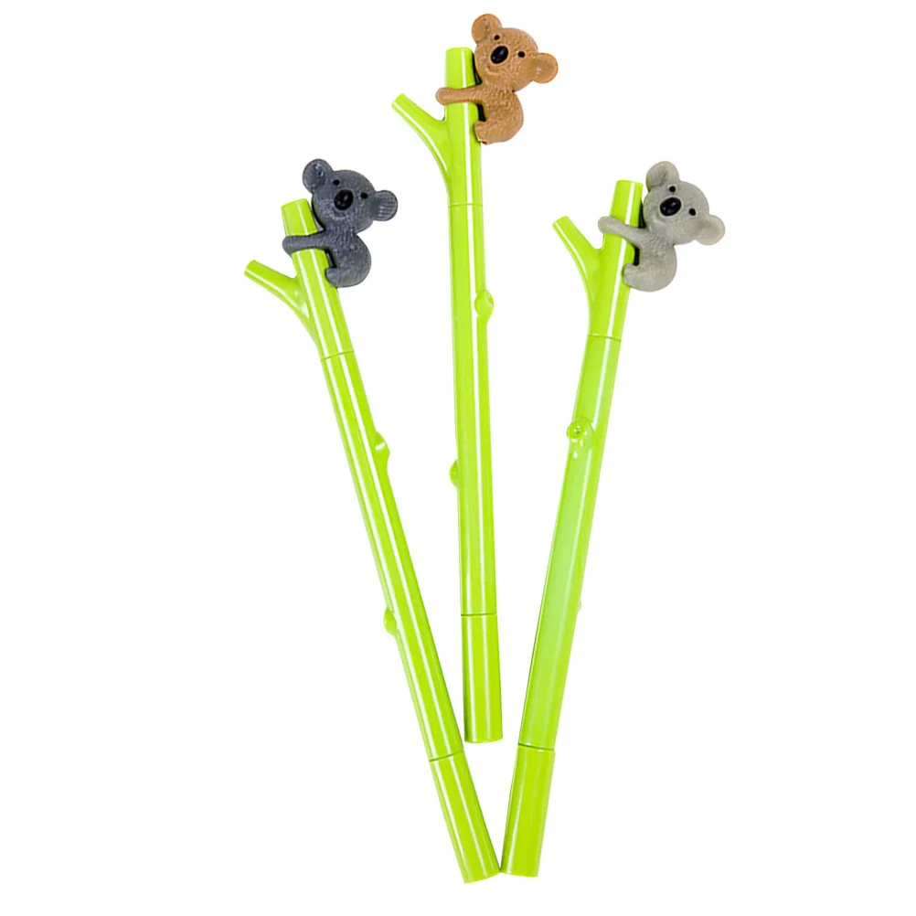 3 قطع من قلم كارتون الدب الكوالا رمادي داكن كاكي رمادي فاتح كتابة سلسة حبر طويل الأمد هدايا تصميم لطيف #1