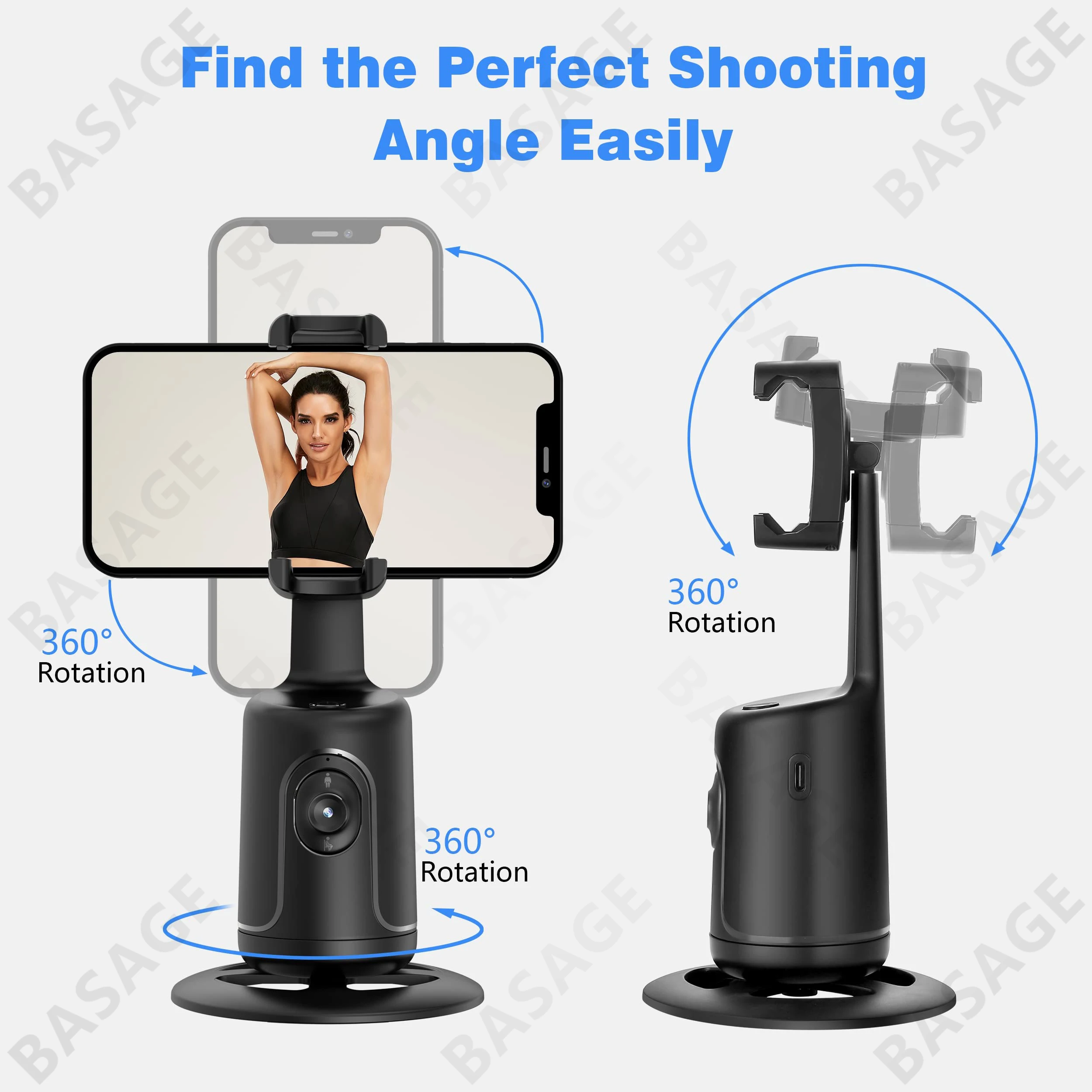 Auto Tracking Phone Holder Auto Face Tracking 360 Rotation Fast Face & Object Tracking Cameraman Robot