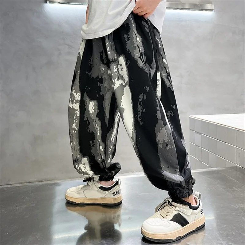 Fashion Kids Boys Thin Harem Pants Summer Children Casual Loose Anti-mosquito Pants Outside Wide Leg Trousers 6 8 10 12 14 Year