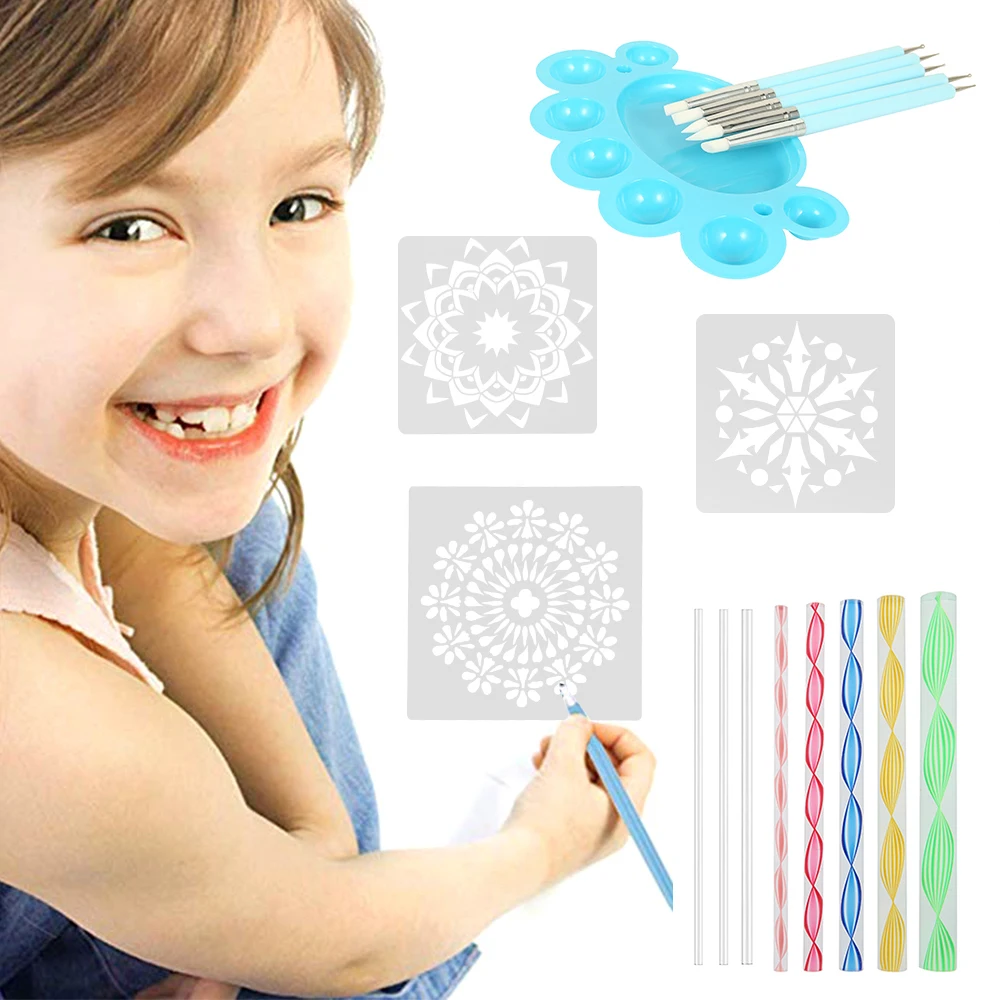 Mandala Dotting Tools Kit Complete Mandala Rock Painting Tools Kit Portable Rock Stencils Dotting Tools Kit for Painting view 5