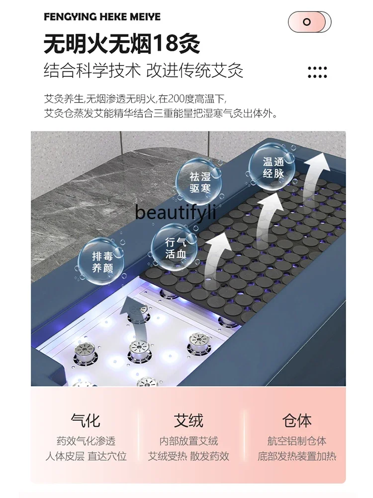 지능형 물 순환 헤드 테라피 침대 뜸 침대, 무연 미용실 샴푸 의자 마사지