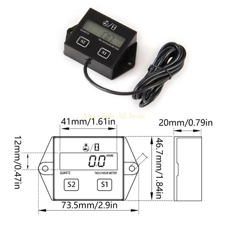 J0MA Digital Tach Hour Hour RPM Meter Gauge Tachometer Timer لدراجة الدراجات النارية الترابية